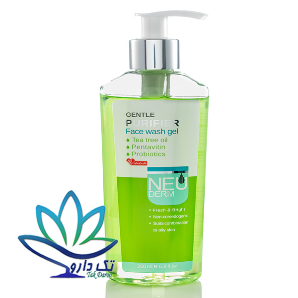 ژل شستشوی صورت حاوی درخت چای نئودرم مناسب پوست چرب و مختلط