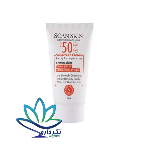 کرم ضدآفتاب SPF50 فاقد رنگ پوست چرب و مستعد آکنه اسکن اسکین