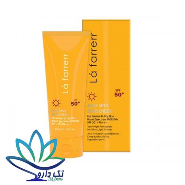 کرم ضد آفتاب SPF50 بی رنگ مخصوص پوست خشک و معمولی لافارر (La farrerr) کرم ضد آفتاب SPF50 بی رنگ مخصوص پوست خشک و معمولی لافارر (La farrerr)
