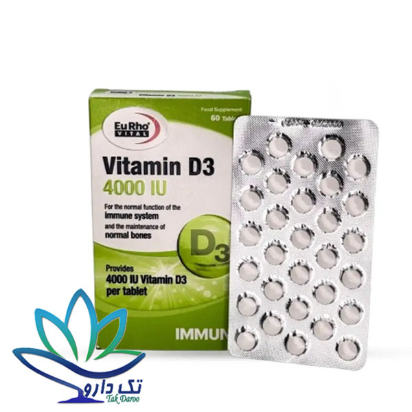  قرص ویتامین D3 4000 واحد یوروویتال 60 عدد